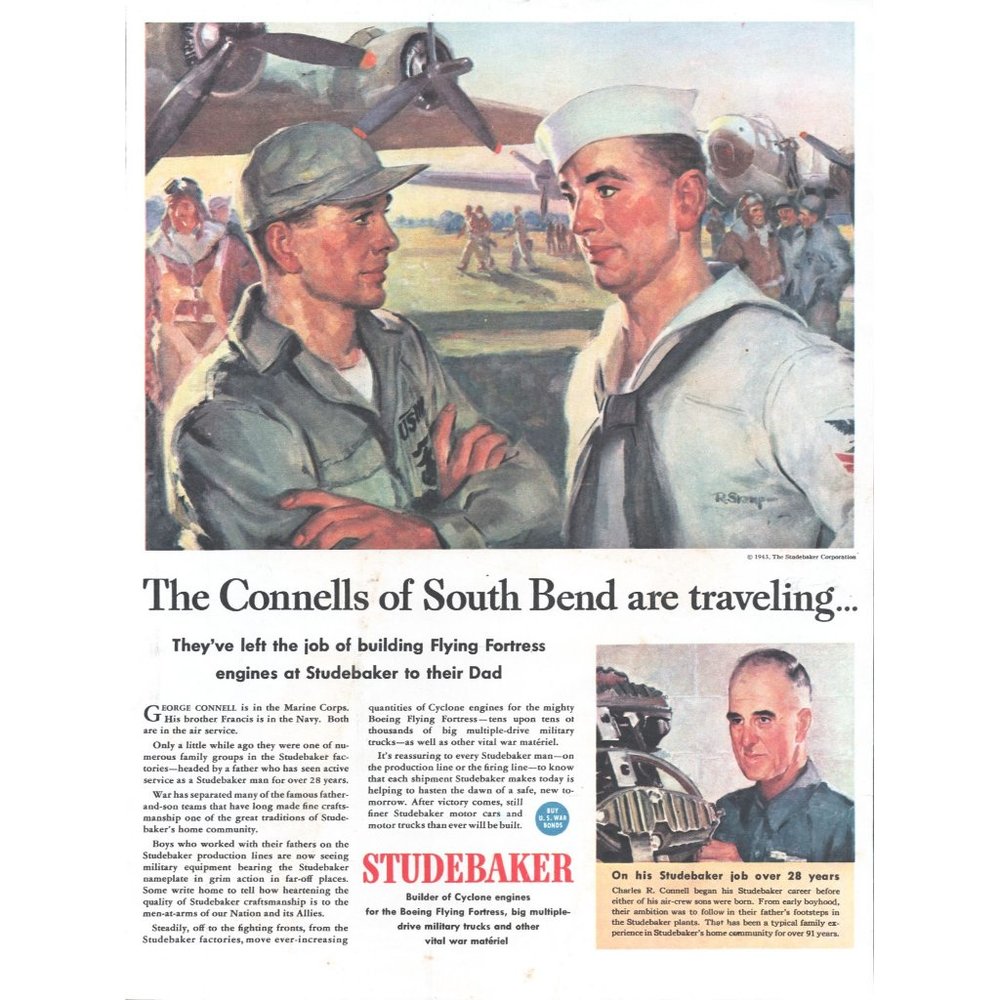 1944 Studebaker Cyclone Engine Vintage Print Ad WW2 Flying Fortress Air Force